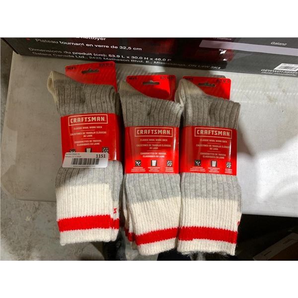 Craftsman wool work socks mens size 10-13, lot of 3
