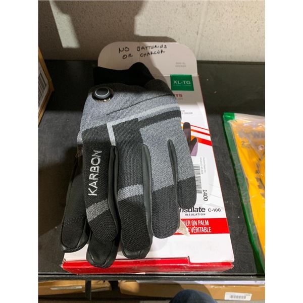 Karbon Mens Gloves XL The Batteries and charger are missing.