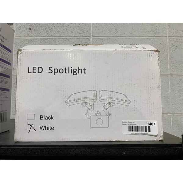 Exterior LED Spotlight in white.