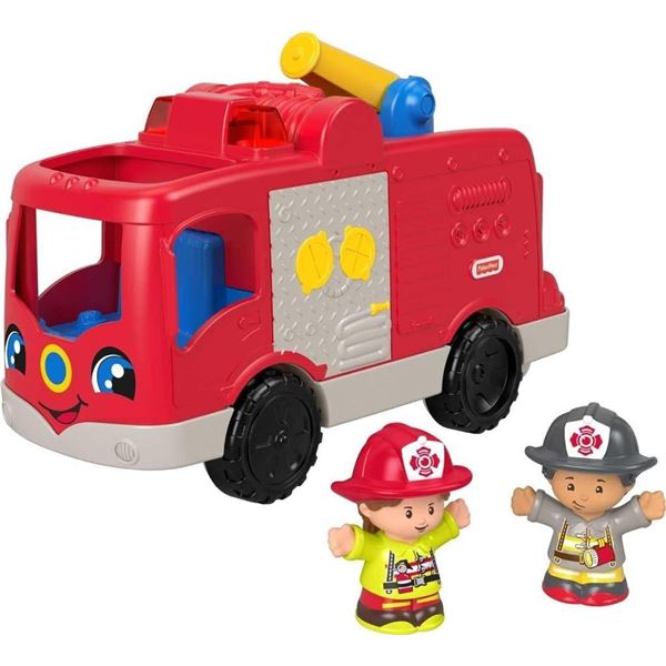 Fisher-Price Little People Musical Toddler Toy Helping Others Fire Truck With Lights Sounds & 2 Figu