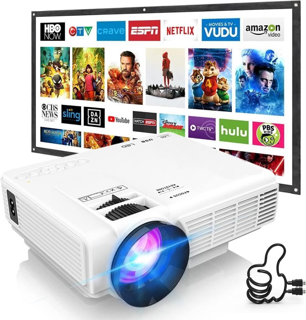 DRJ Mini Projector Outdoor Movie Projector with 100Inch Projector ...