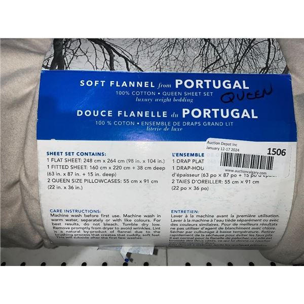 Soft flannel portugal queen sheet set