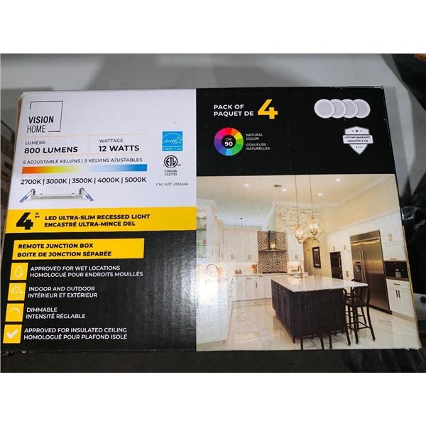 Pack of 4 LED ultra slim recessed lights