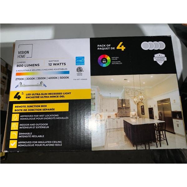 Pack of 4 LED ultra slim recessed lights