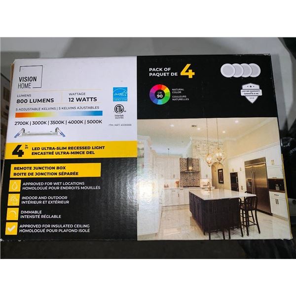 Pack of 4 LED ultra slim recessed lights
