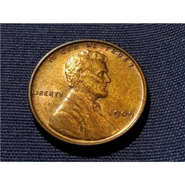 1909 VDB LINCOLN WHEAT CENT MS60 RED