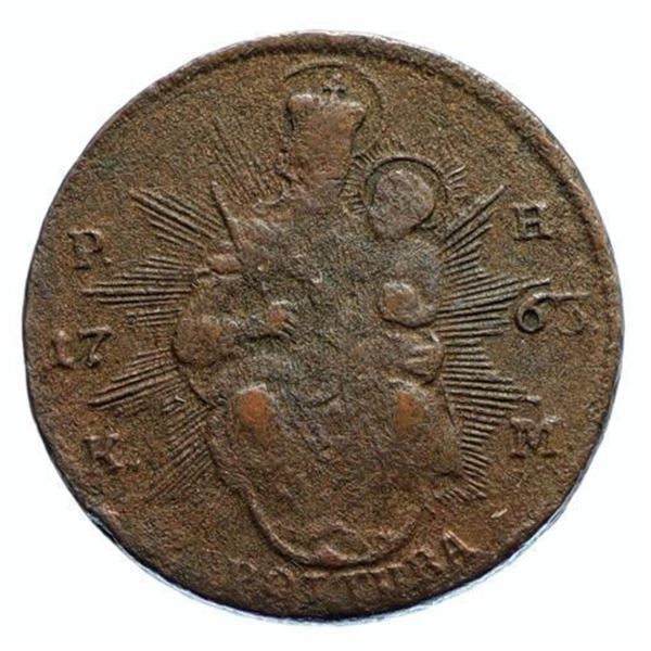 1763 HUNGARY Maria Theresia MADONNA & Child ANTIQUE Vintage Poltura Coin