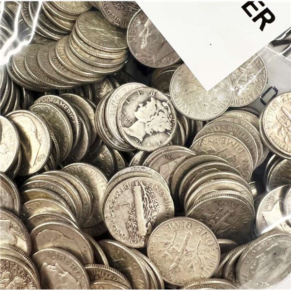 $100 Face Value 90% Mixed Silver Dimes (1,000-coins)