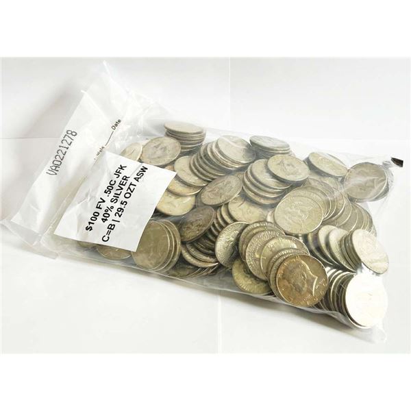 $100 Face Value 40% Silver Kennedys (200-coins)