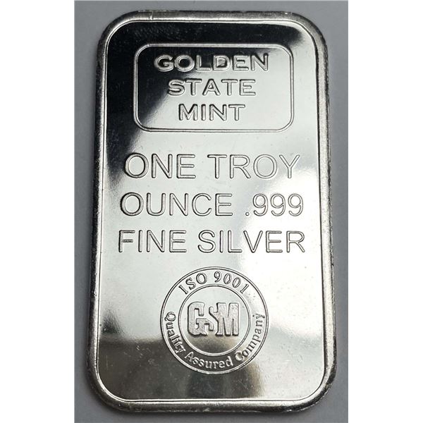 Golden State Mint 1 ozt .999 Silver Bar
