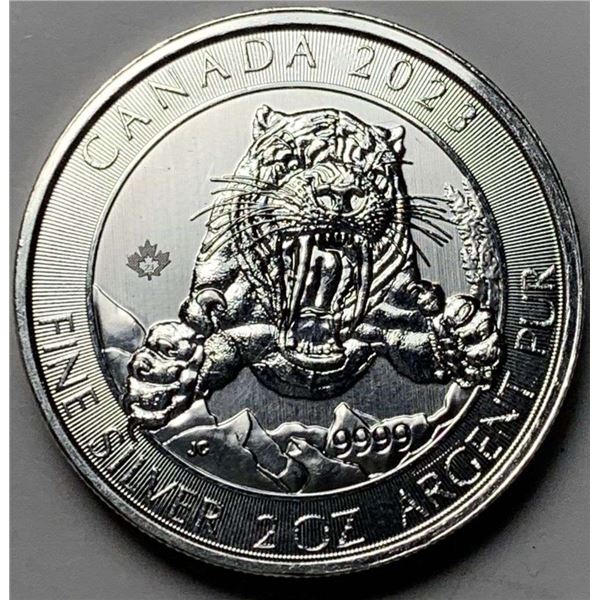 2023 Canada $10 Smilodon Sabre-Toothed Cat 2 ozt .9999 Silver