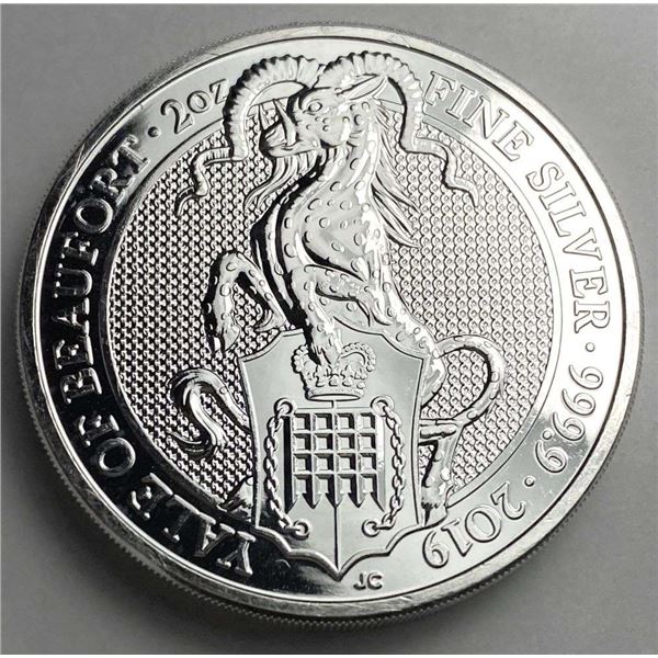 2019 Queen's Beasts Yale Of Beaufort 2 ozt .9999 Silver