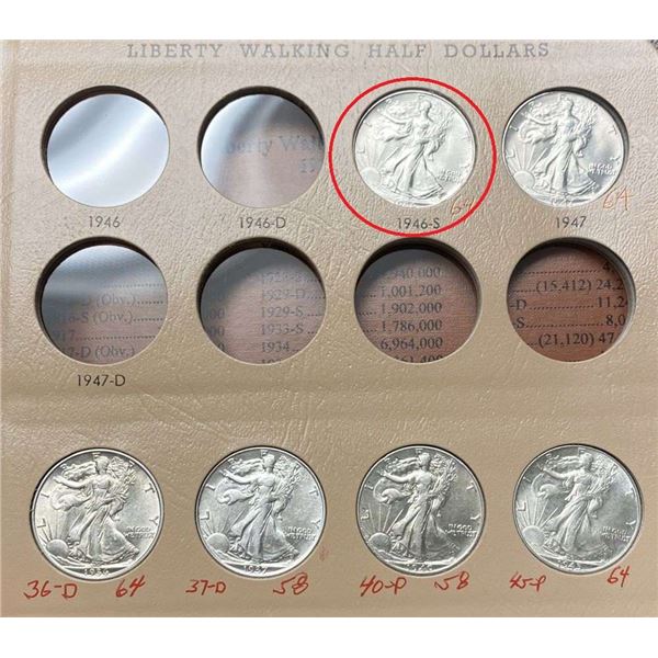 1946-S Walking Liberty Silver Half Dollar MS64