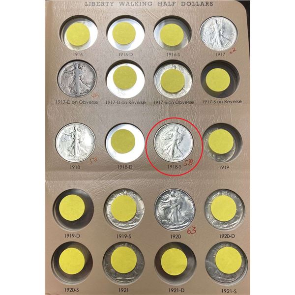 1918-S Walking Liberty Silver Half Dollar AU58