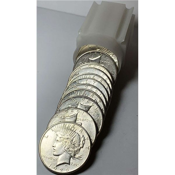 Roll (20-coins) 1926-S Peace Silver Dollar Almost Mint