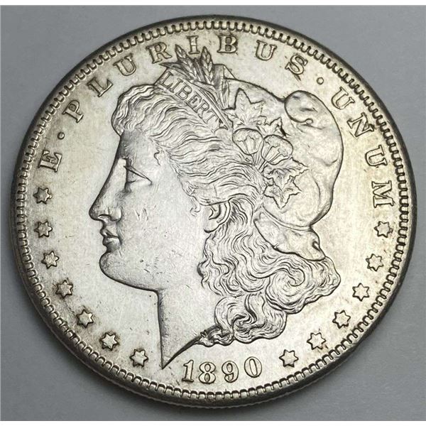 1890-CC Morgan Silver Dollar AU58 Details