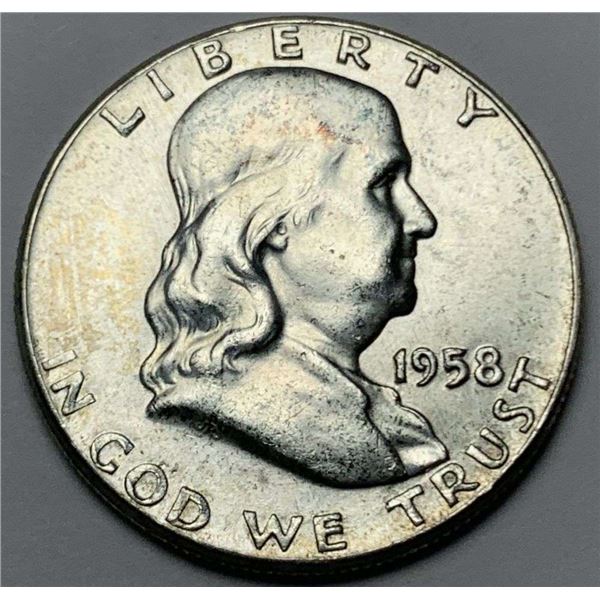 1958 Franklin Silver Half Dollar MS65