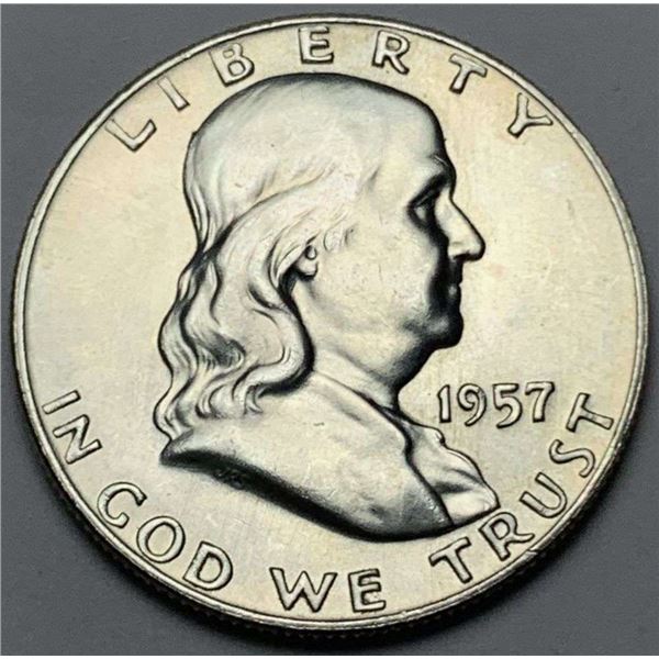 1957-D Franklin Silver Half Dollar MS65