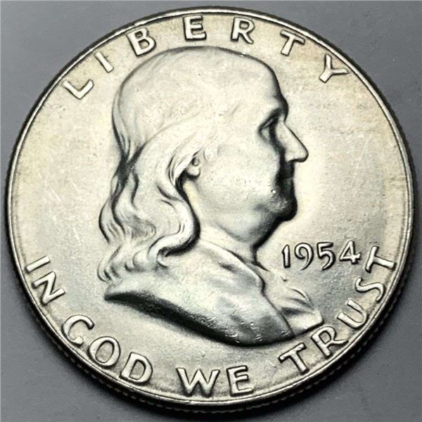 1954-S Franklin Silver Half Dollar MS65