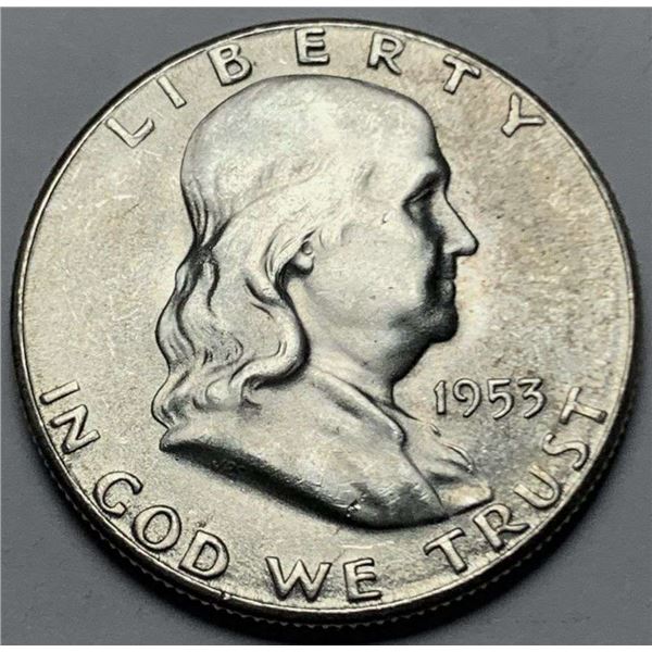 1953-S Franklin Silver Half Dollar MS65