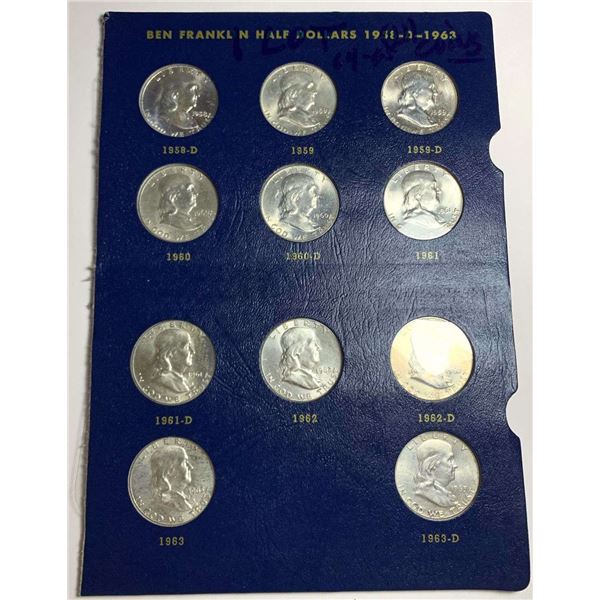 1958-D-1963-D Franklin Silver Half Dollars MS64-MS65 (11-coins)