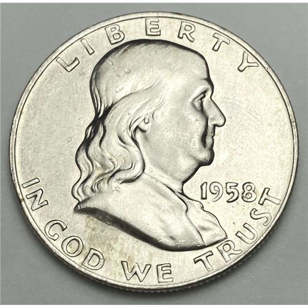 1958-D Franklin Silver Half Dollar MS65