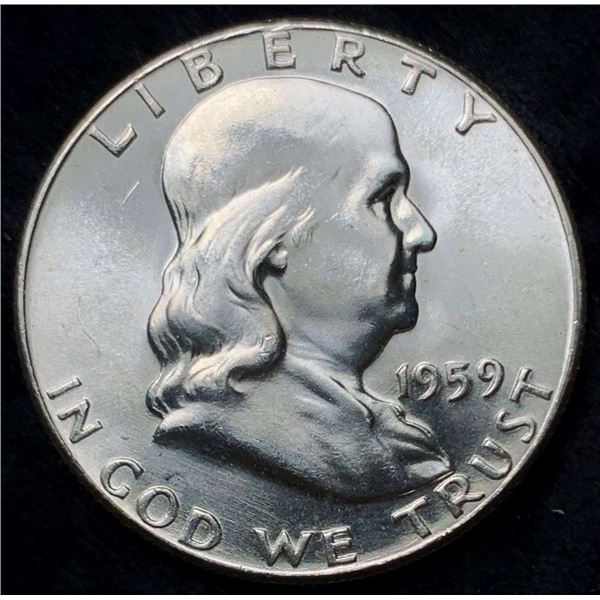 1959 Franklin Silver Half Dollar MS65