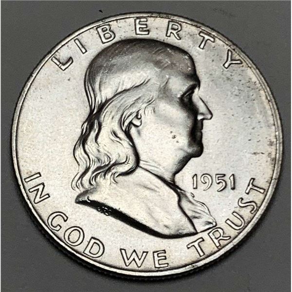 1951-D Franklin Silver Half Dollar MS64