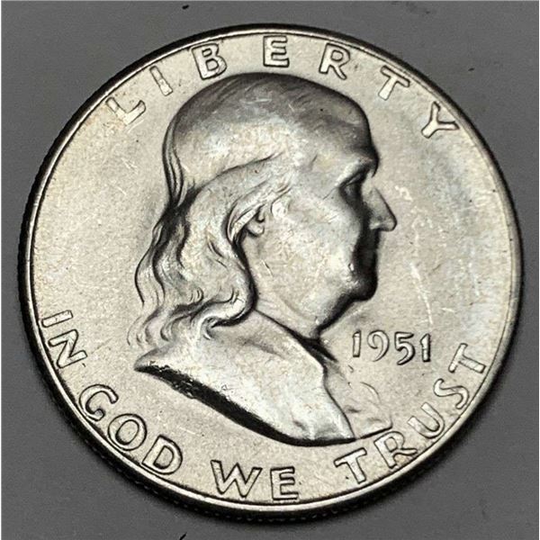 1951-S Franklin Silver Half Dollar MS64