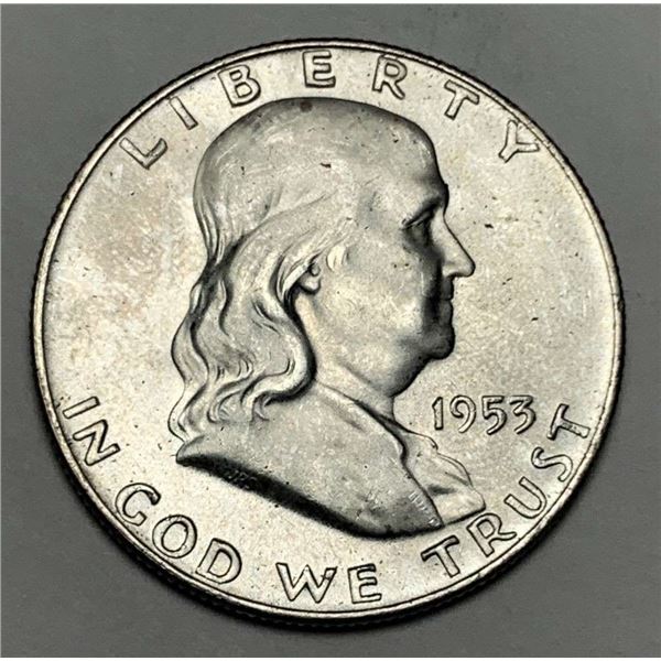 1953-D Franklin Silver Half Dollar MS65