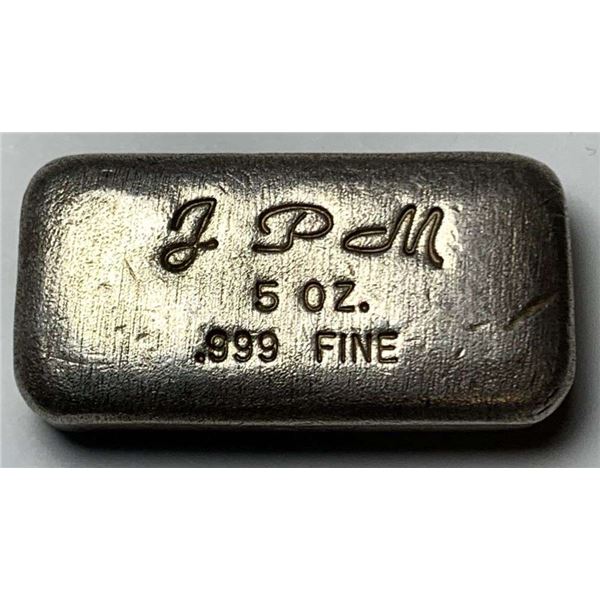 Very Rare Vintage JPM 5 ozt .999 Silver Bar