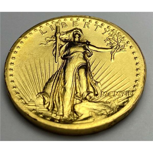 Rare Wire Rim 1907 High Relief Gold $20 Saint Gaudens MS62 Details