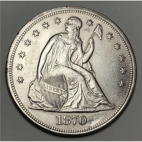 1870 Seated Liberty Silver Dollar AU55 Details