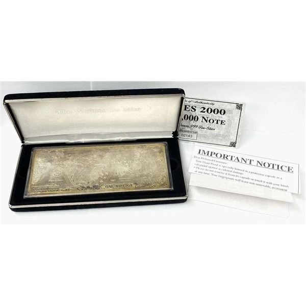 The Washington Mint Million Dollars Proof 4 ozt .999 Silver Bar