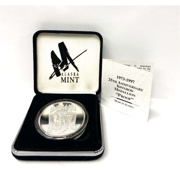 Rare 1973-1997 Alaska "Iditarod Sled Dog Race" Proof .999 Silver 1 ozt
