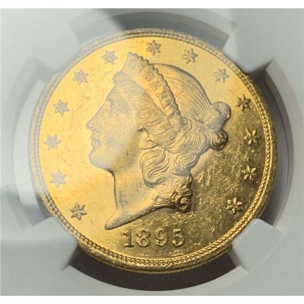 1895 "One Sided PL" Gold $20 Liberty Head NGC MS62
