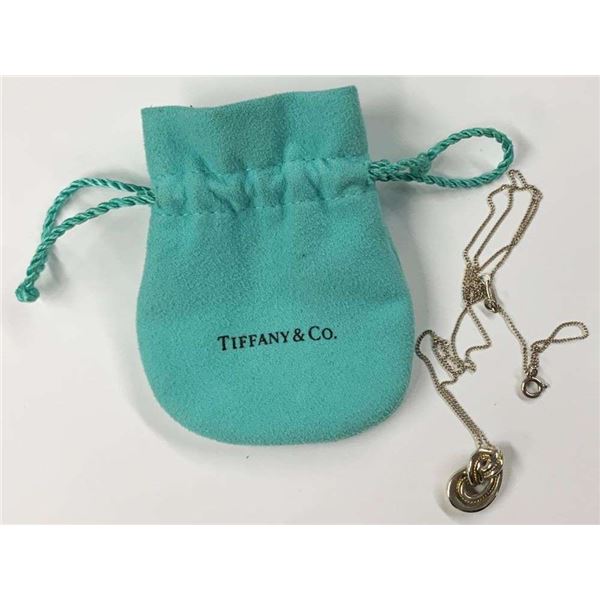 Tiffany & Co. Love Knot Pendant Necklace .925 Sterling Silver W/ 18k Gold