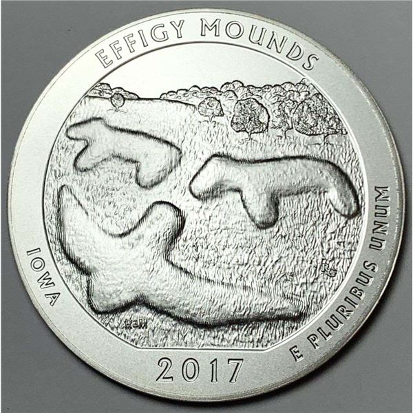 2017-P ATB Iowa Effigy Mounds Monument 5 ozt .999 Silver