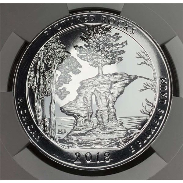 2018 ATB Michigan "Pictured Rocks"  5 ozt .999 Silver NGC MS69 DPL Early Releases