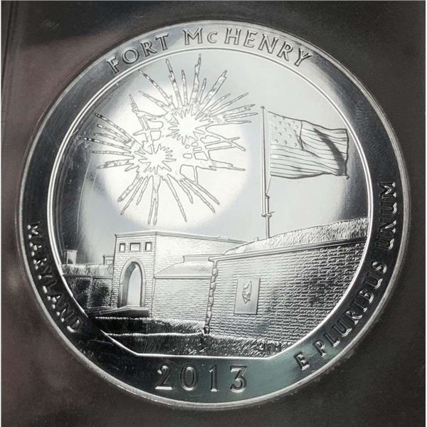 2013 ATB Maryland "Fort McHenry"  5 ozt .999 Silver PCGS MS69 Signed By John M. Mercanti