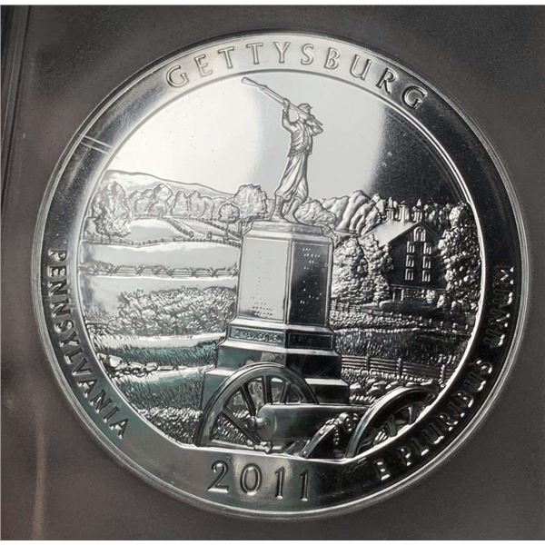 2011 ATB Pennsylvania "Gettysburg"  5 ozt .999 Silver PCGS MS66 DMPL First Strike
