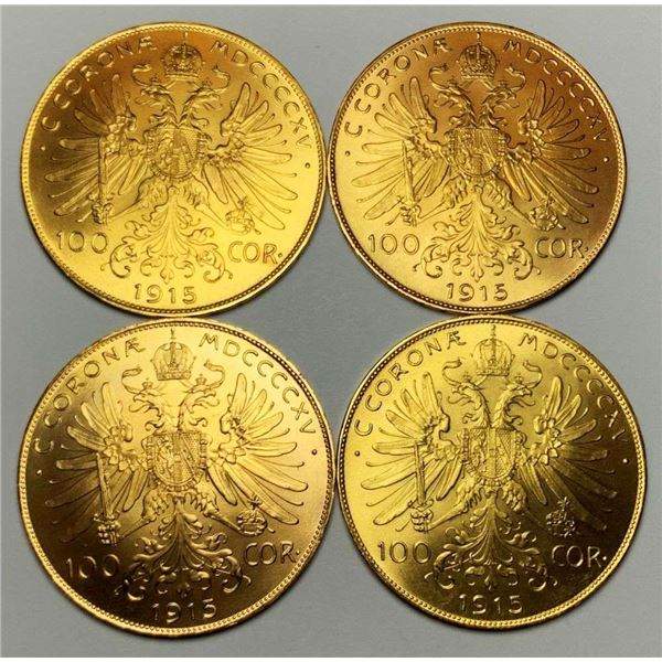 Last Minute! (4) 1915 Austrian Gold 100 Corona