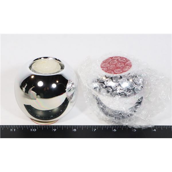 NEW CHROME LOOK TEALIGHT CANDLE HOLDER SET