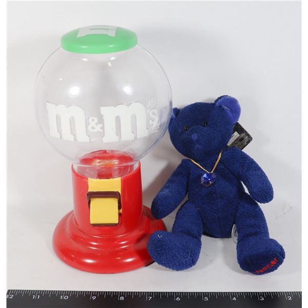 M&M MACHINE SOLD WITH TEDDY BEAR