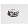 Image 2 : SILVER SAPPHIRE WHITE TOPAZ RING SIZE 9