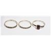 Image 2 : SILVER 3 STACKINGS GARNET MARCASITE RING