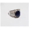 Image 2 : SILVER RHODIUM PLATED SAPPHIRE(4.75CT) MENS RING