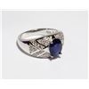 Image 2 : SILVER RHODIUM PLATED SAPPHIRE(3CT) MENS RING