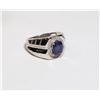 Image 2 : SILVER RHODIUM PLATED SAPPHIRE(3CT) MENS RING