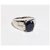 Image 2 : SILVER RHODIUM PLATED SAPPHIRE(4.15CT) MENS RING